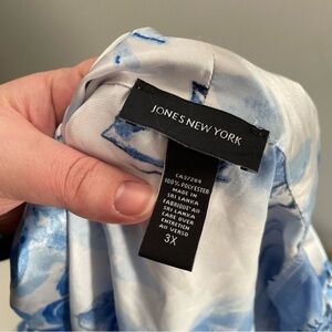Robe Vintage Jones New York - Bleue à Fleurs - Manches Longues - Taille M - Style Boho Demoiselle D'honneur